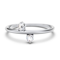 Stacking Ring with 1-5 Stones in 925 Sterling Silver with Cubic Zirconia and Aquamarine