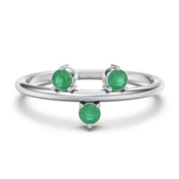 Stacking Ring with 1-5 Stones in 925 Sterling Silver with Emerald, Aquamarine, and Cubic Zirconia
