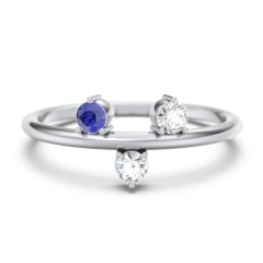 Stacking Ring with 1-5 Stones – Sterling Silver with Cubic Zirconia and Blue Sapphire