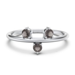Stacking Ring with 1-5 Stones in 925 Sterling Silver with Smokey Quartz, Aquamarine, and Cubic Zirconia