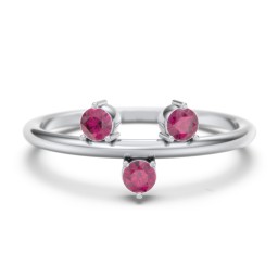 Stacking Ring with 1-5 Stones in 925 Sterling Silver with Ruby, Aquamarine, and Cubic Zirconia