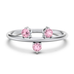 Stacking Ring with 1-5 Stones in 925 Sterling Silver with Pink Tourmaline, Aquamarine, and Cubic Zirconia