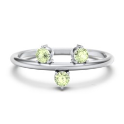 Stacking Ring with 1-5 Stones in 925 Sterling Silver with Peridot, Aquamarine, and Cubic Zirconia