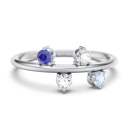 Stacking Ring with 1-5 Stones in 925 Sterling Silver with Cubic Zirconia, Blue Sapphire, and Aquamarine