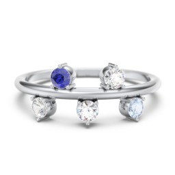 Stacking Ring with 1-5 Stones in 925 Sterling Silver with Cubic Zirconia, Blue Sapphire, and Aquamarine
