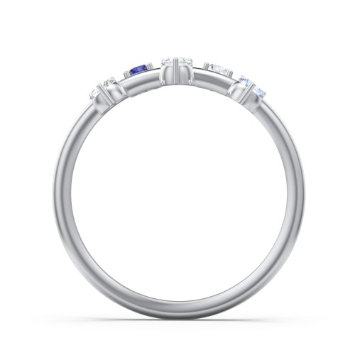 Stacking Ring with 1-5 Stones – Sterling Silver with Cubic Zirconia, Blue Sapphire, and Aquamarine