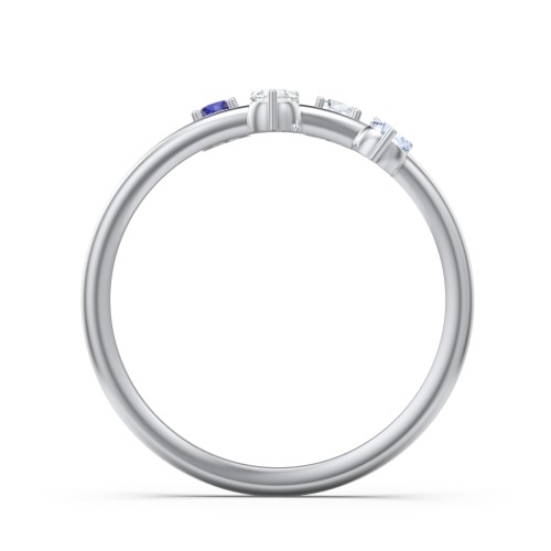 Stacking Ring with 1-5 Stones – Sterling Silver with Cubic Zirconia, Blue Sapphire, and Aquamarine