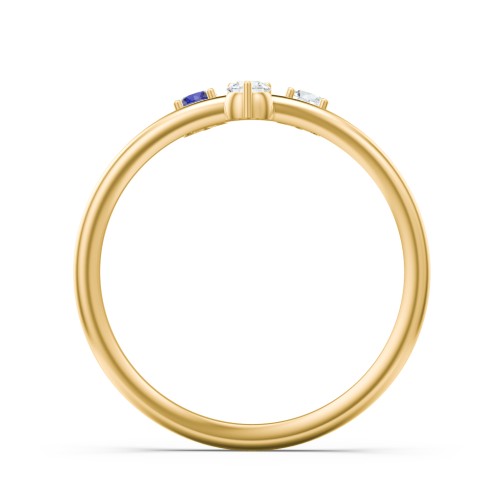 Stacking Ring with 1-5 Stones – 10K Yellow Gold with Cubic Zirconia and Blue Sapphire