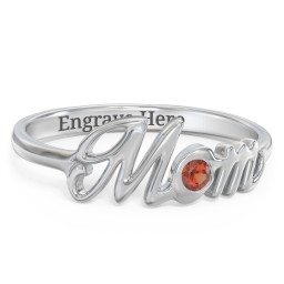 All About Mom Birthstone Ring in 925 Sterling Silver with Garnet