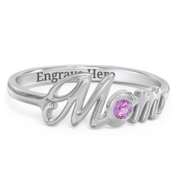 All About Mom Birthstone Ring in 925 Sterling Silver with Amethyst