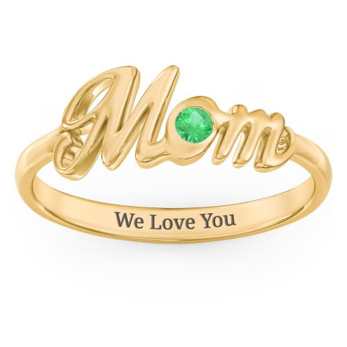 All About Mom Birthstone Ring – 10K Yellow Gold with Emerald
