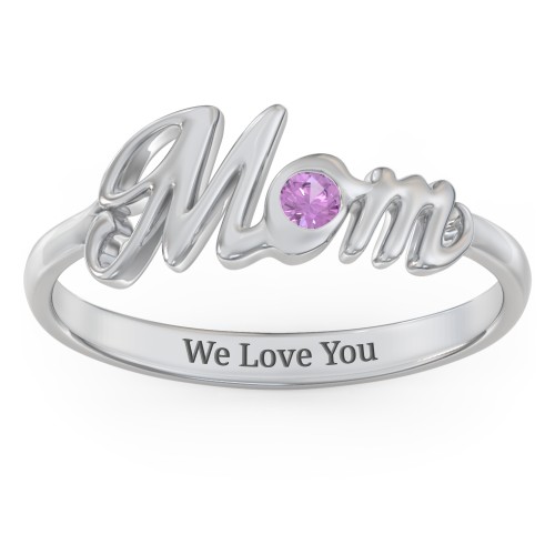 All About Mom Birthstone Ring – Sterling Silver with Amethyst