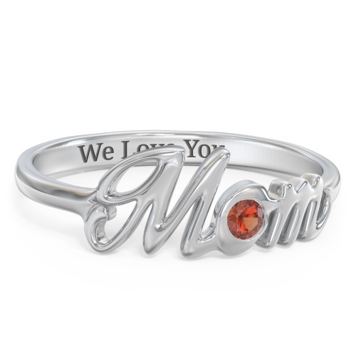 All About Mom Birthstone Ring – Sterling Silver with Garnet