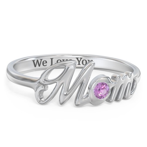 All About Mom Birthstone Ring – Sterling Silver with Amethyst