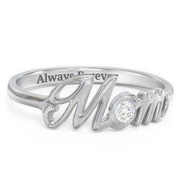 All About Mom Birthstone Ring in 925 Sterling Silver with Diamond