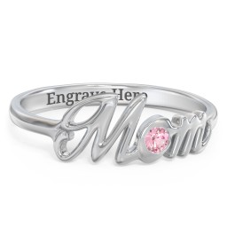 All About Mom Birthstone Ring in 925 Sterling Silver with Pink Tourmaline