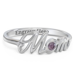 All About Mom Birthstone Ring in 925 Sterling Silver with Alexandrite