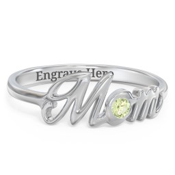 All About Mom Birthstone Ring in 925 Sterling Silver with Peridot