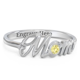 All About Mom Birthstone Ring in 925 Sterling Silver with Citrine