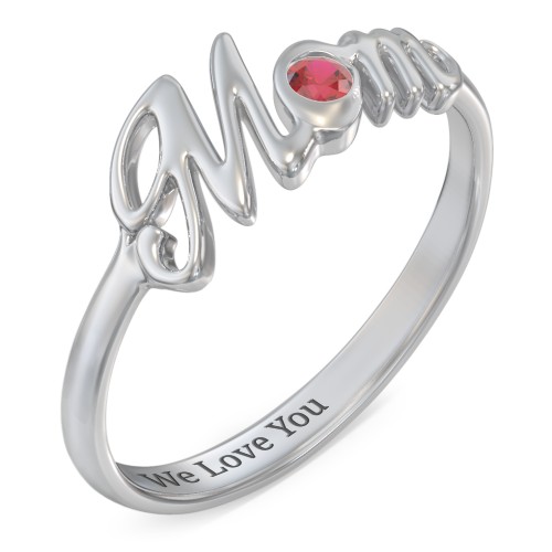 All About Mom Birthstone Ring – Sterling Silver with Garnet