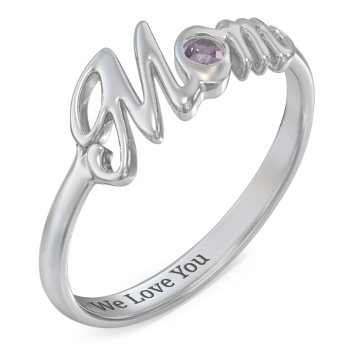 All About Mom Birthstone Ring – Sterling Silver with Alexandrite