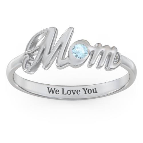 All About Mom Birthstone Ring – Sterling Silver with Blue Topaz