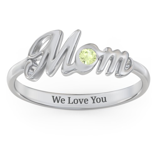 All About Mom Birthstone Ring – Sterling Silver with Peridot