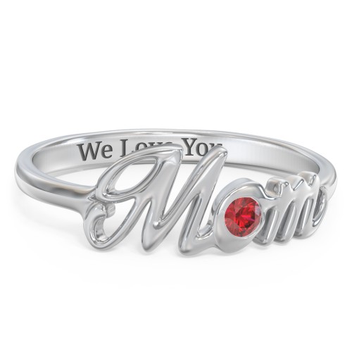 All About Mom Birthstone Ring – Sterling Silver with Garnet