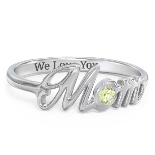 All About Mom Birthstone Ring – Sterling Silver with Peridot
