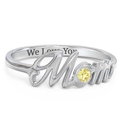 All About Mom Birthstone Ring – Sterling Silver with Citrine