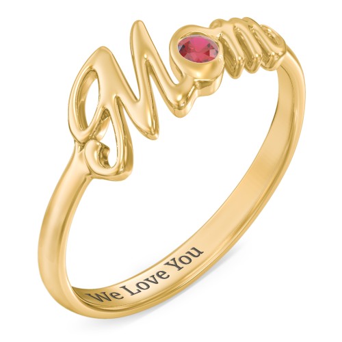All About Mom Birthstone Ring – 10K Yellow Gold with Garnet