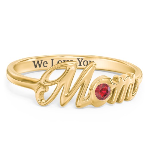 All About Mom Birthstone Ring – 10K Yellow Gold with Garnet