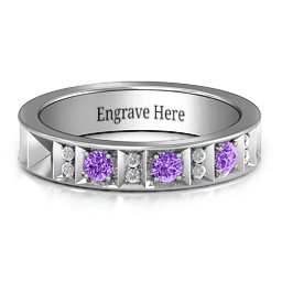 Contemporary Elegance Birthstone Band in 925 Sterling Silver with Amethyst