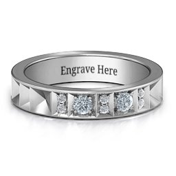 Contemporary Elegance Birthstone Band in 925 Sterling Silver with Cubic Zirconia and White Premium Zirconia