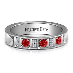 Contemporary Elegance Birthstone Band in 925 Sterling Silver with Garnet