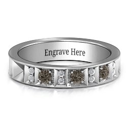 Contemporary Elegance Birthstone Band in 925 Sterling Silver with Smokey Quartz