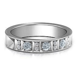 Contemporary Elegance Birthstone Band in 925 Sterling Silver