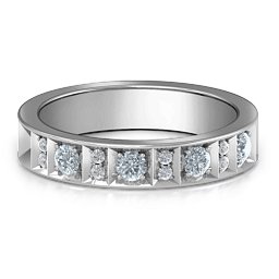 Contemporary Elegance Birthstone Band in 925 Sterling Silver