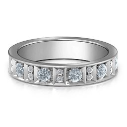 Contemporary Elegance Birthstone Band in 925 Sterling Silver