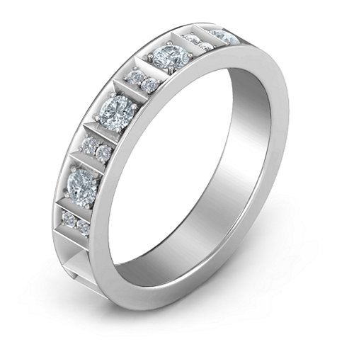 Contemporary Elegance Birthstone Band – Sterling Silver with Cubic Zirconia and White Premium Zirconia