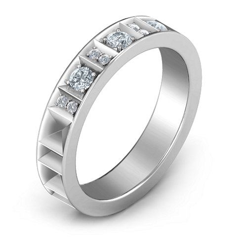 Contemporary Elegance Birthstone Band – Sterling Silver with Cubic Zirconia and White Premium Zirconia