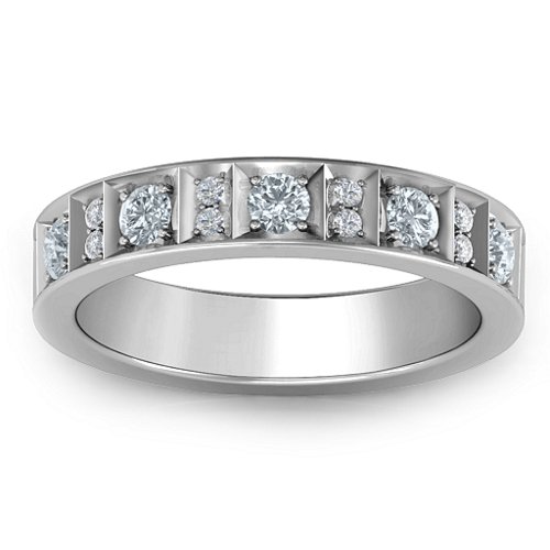 Contemporary Elegance Birthstone Band – Sterling Silver with Cubic Zirconia and White Premium Zirconia