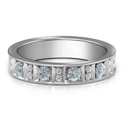 Contemporary Elegance Birthstone Band – Sterling Silver with Cubic Zirconia and White Premium Zirconia