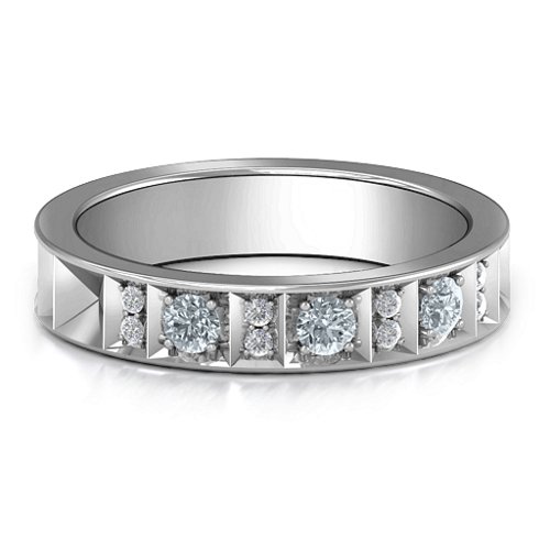 Contemporary Elegance Birthstone Band – Sterling Silver with Cubic Zirconia and White Premium Zirconia