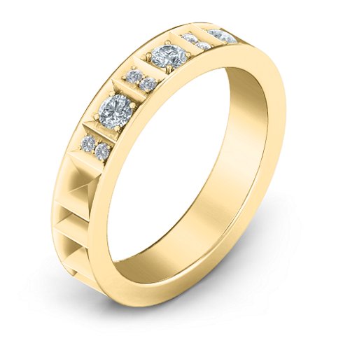 Contemporary Elegance Birthstone Band – 10K Yellow Gold with Cubic Zirconia and White Premium Zirconia