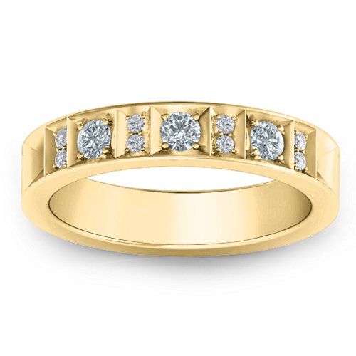 Contemporary Elegance Birthstone Band – 10K Yellow Gold with Cubic Zirconia and White Premium Zirconia