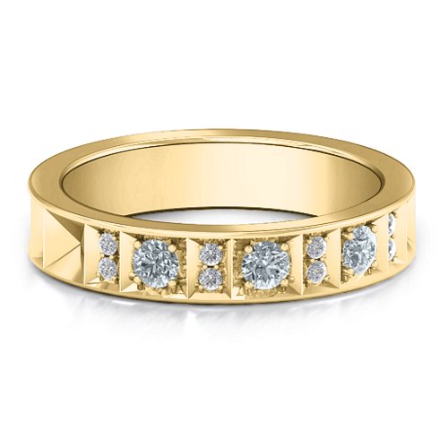 Contemporary Elegance Birthstone Band – 10K Yellow Gold with Cubic Zirconia and White Premium Zirconia