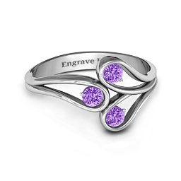 Eternal Elegance Three-Stone Ring in 925 Sterling Silver with Amethyst