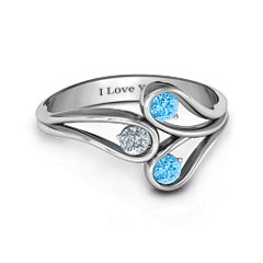Eternal Elegance Three-Stone Ring – Sterling Silver with Blue Topaz and Cubic Zirconia