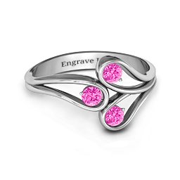 Eternal Elegance Three-Stone Ring in 925 Sterling Silver with Pink Tourmaline